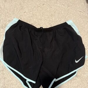 Nike Women's Athletic Shorts Black with Light Blue Trim